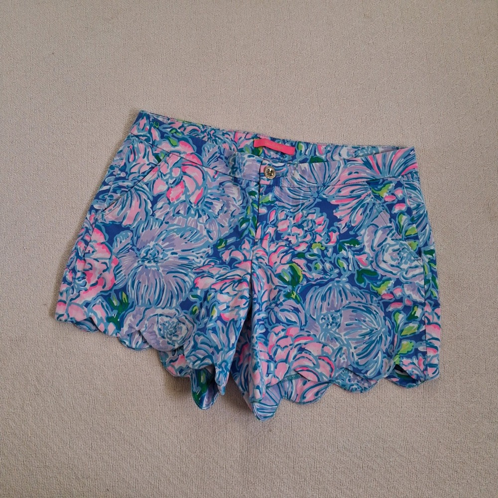 lilly pulitzer buttercup scalloped hem floral resortwear preppy summer shorts 8